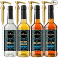 "NEW" Café Le Rou Coffee Syrup Sugar Free Variety 25.4oz Vanilla, French Vanilla, Caramel, Hazelnut -(4 Pack)*Includes 4 Coffee Syrup Dispensers*Flavoring Syrup for Coffee, Tea and Espresso