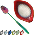 Coffee Spoon and Rest for Coffee Bar Accessories, Leaf Small Spoon Rest for Coffee Station, Tea Spoon Rest Tea Spoon Holder Teaspoon Rest, 1 PC (Retro Red with Rainbow Rose Spoon)
