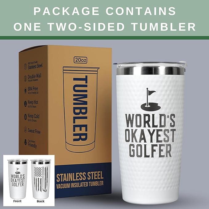 Golf Gifts for Men, Grandpa, Uncle, Golfer, Boss, Dad, Husband, Him, Boyfriend - Grandpa Uncle Gifts - Birthday, Christmas Gift for Golfers Men - 20 Oz Worlds Golfer Tumbler for Mens
