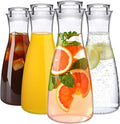 Amazing Abby - Cara - 4-Pack Acrylic Carafe (36 oz), Plastic Carafe with Lid, Fridge Jug, Round, Clear, BPA-Free, Shatter-Proof, Great for Iced Tea, Sangria, Lemonade, Juice, Milk, and More