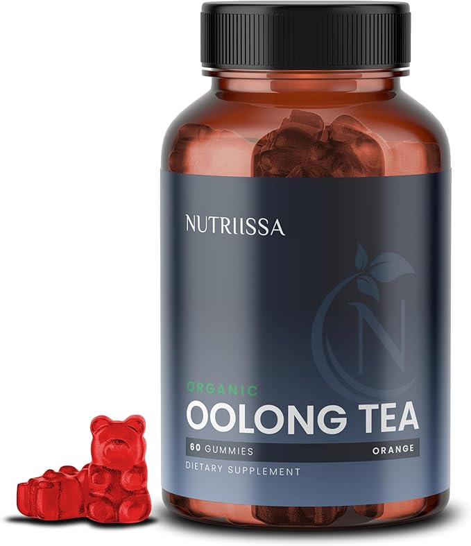 Nutriissa Oolong Tea Gummies – Natural Energy & Metabolism Support with Oolong Tea Extract – EPEB Certified for Purity & Potency – 60 Orange Flavored Vegan Gummies