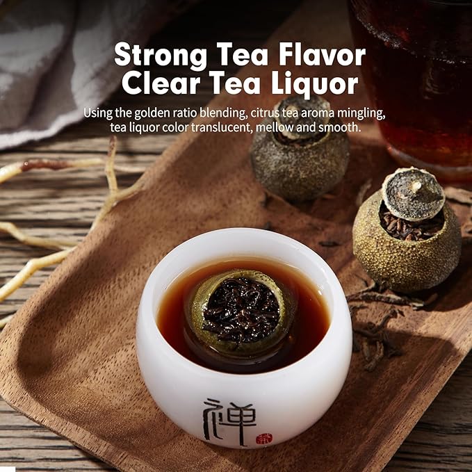YUANSHENG Puerh Tea Premium Tangerine Peel Pu-erh Tea 7.05oz(200g), Xiao Qing Gan Puerh Xinhui ChenPi Pu'er Citrus with Strong Citrus Scent, Fermented Menghai Puer陈皮普洱茶 普洱小青柑 广东新会小青柑 云南勐海普洱茶