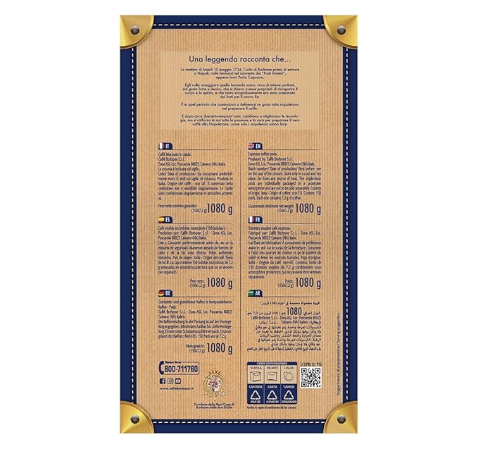 Caffè Borbone Espresso Paper Pods, Gold Blend, Sweet and Refined, Medium Roast ESE Pods, Authentic Italian Espresso- 150 Count