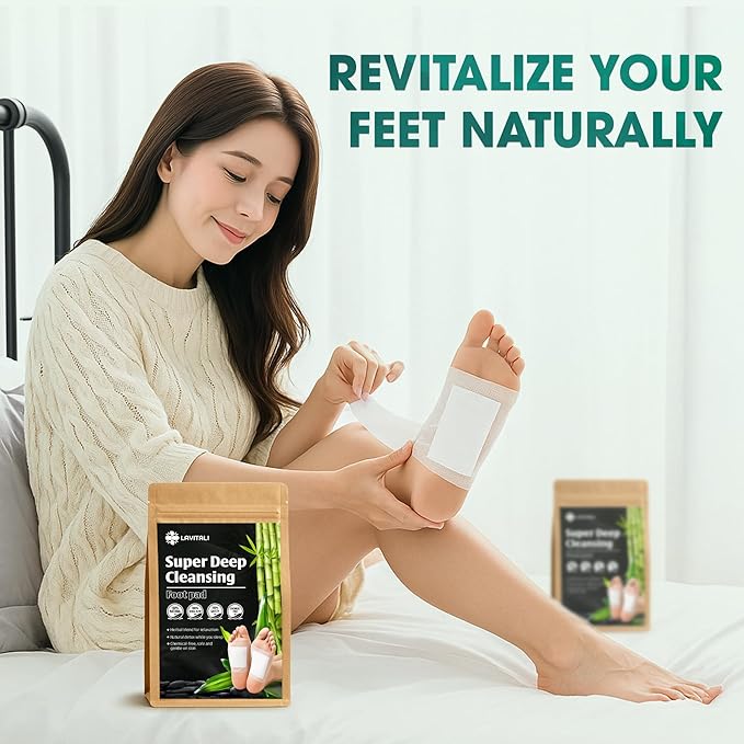 Lavitali, Bamboo Vinegar Foot Pads | 60 Pieces | Odor Control, Relaxation, Keep Warm for Soles| Breathable, Daily Natural Herbal Pads