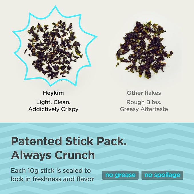 Heykim Seaweed Flakes Furikake toasted with Sesame individual stick pack x 15 sticks(10g), Easy Cut, Healthy snack, Easy to Carry, Original Sea Salted seasoned seaweed laver