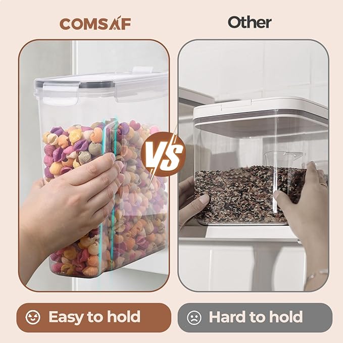 ComSaf 3 PCS Cereal Storage Containers Set, Airtight Food Containers with lid for Rice Pet food, Medium & Small Cereal Dispenser for Kitchen Pantry Organization (4L + 2.5L×2)