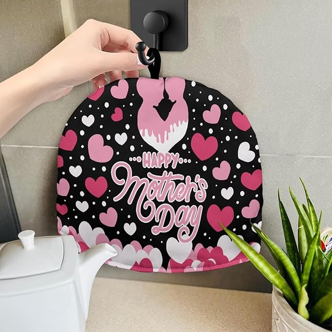 Heart Love Tea Cozy for Teapot Insulated Teapot Cozy Mom Kitchen Essentials Tea Pot Cozy for Keeping Warm Dust Proof Teapot Insulation Cover for Mother's Day
