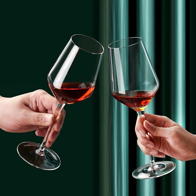 ACHEER Crystal Wine Glasses Set of 6 - Hand Blown Red Wine or White Wine Glass - 14Oz - Long Stem Wine Glasses – Gift for Wedding, Anniversary, Christmas