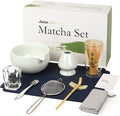 Matcha Whisk Set, 10-Pcs Matcha Kit, Bamboo Whisk and Bowl with Spout & Measuring Spoon & Cup, Japanese Macha Tea Making Tools Gift, Grey