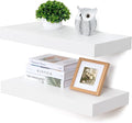 Deep Floating Shelves | 24 Inch White Floating Shelves Set of 2 | 12 Inch Deep Rustic Wood Shelves for Wall | 24" W x 12" D White Shelves for Living Room Bathroom Laundry Room Kitchen