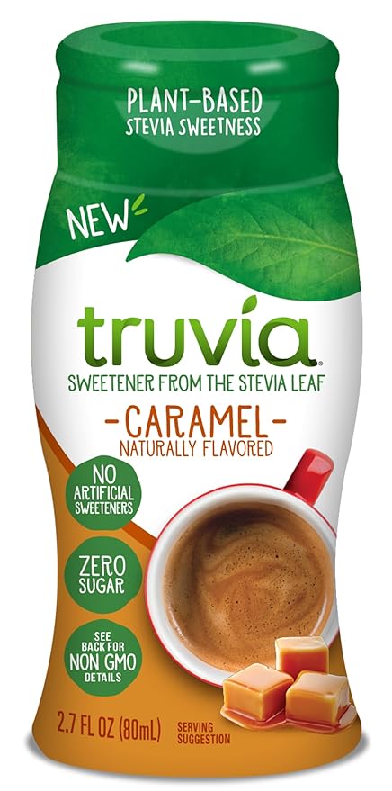 Truvia Zero-Calorie Liquid Sweetener from the Stevia Leaf, 2.7 Fl Oz bottle, Caramel flavor (Pack of 1)