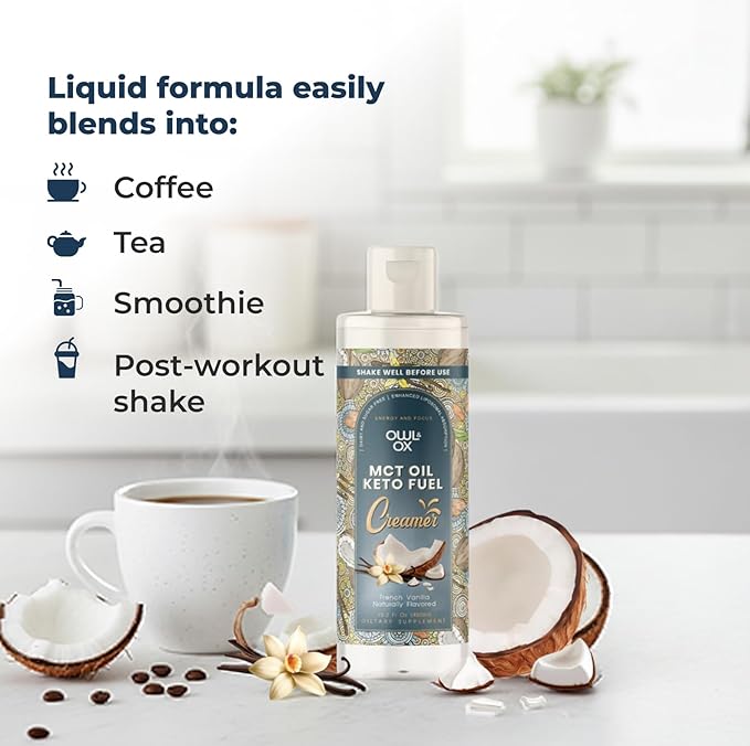 MCT Oil Blend – Vanilla | Keto-Friendly Liquid for Energy & Focus | Dairy-Free, Sugar-Free, Gluten-Free, Vegan | 30 Servings