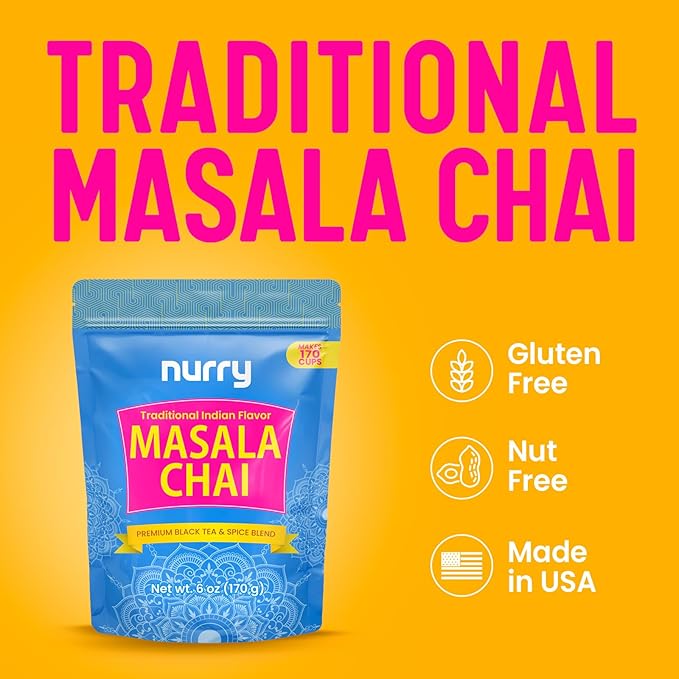 Traditional Masala Chai – Makes 170 Cups – 6 oz Premium Natural Indian Spice Blend – Cardamom, Cinnamon, Ginger & Cloves