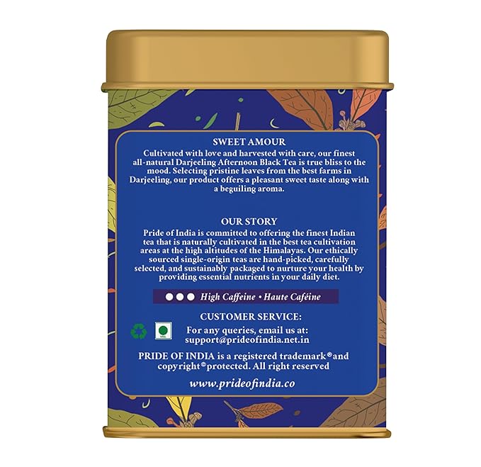 Pride of India | PACK of 2 - Darjeeling Amber: Afternoon Black Tea | 15 Pyramid Full Leaf Individually Wrapped Tea Bags | Smooth, Musky, Flowery Flavor| Single Estate Certified Classic Tea