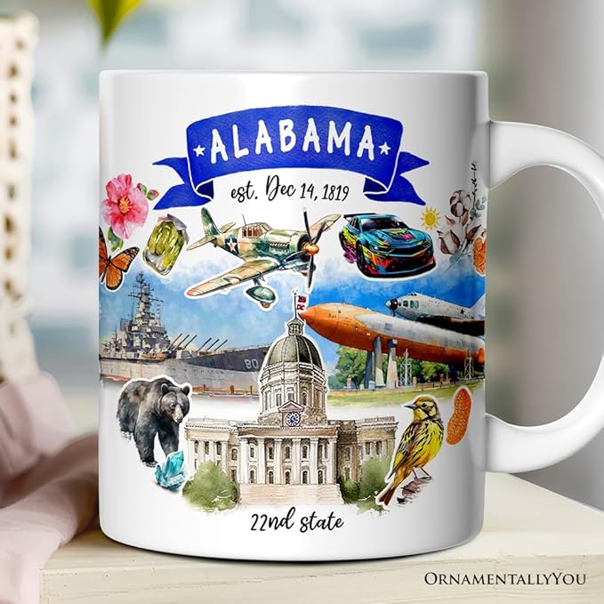 OrnamentallyYou Artistic Alabama State Themes and Landmarks Mug