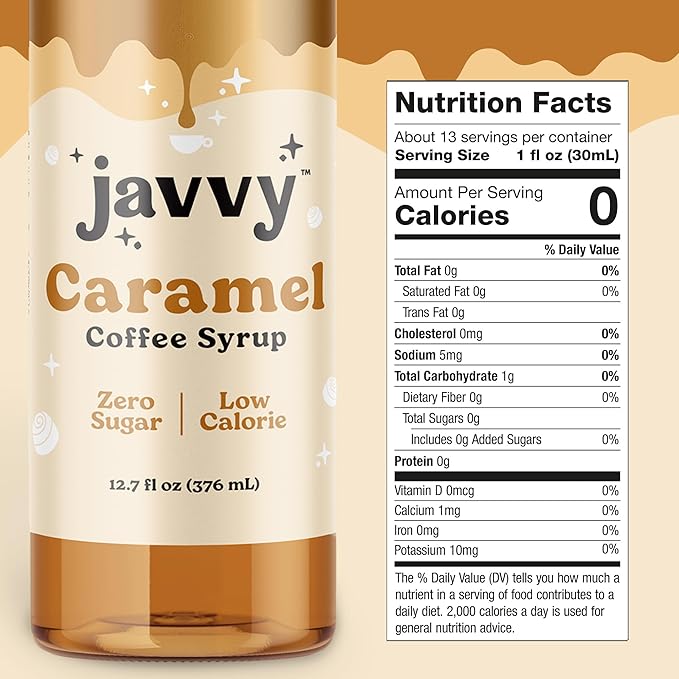 Coffee Syrup - Zero Sugar, Zero Calorie, Flavoring Syrup for Coffees, Coffee Bar Accessories - Great for Flavoring All Types of Drinks – Caramel