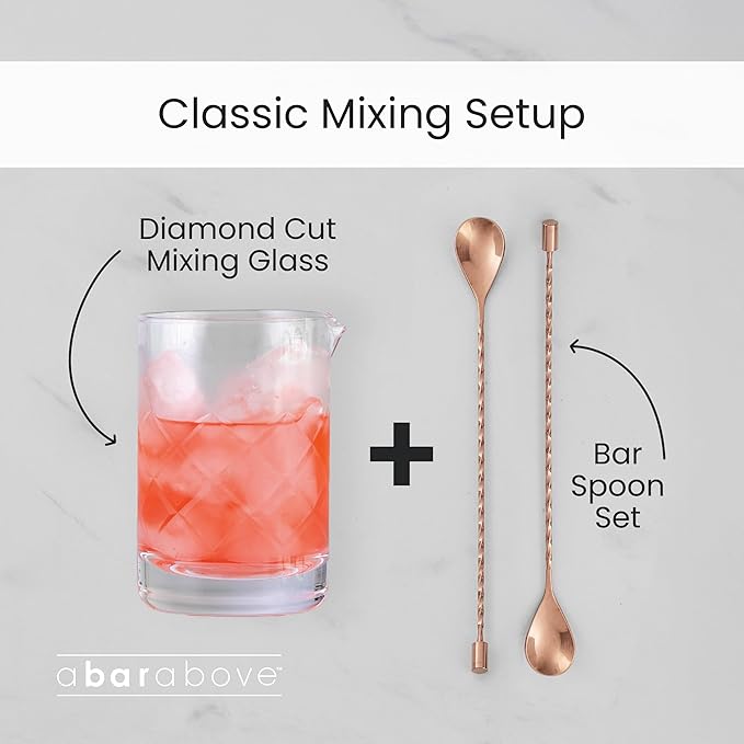 A Bar Above Cocktail Mixing Glass, Diamond Deco Crystal Stirring Pitcher, Thick Weighted Base for Stable Stirring, 18 Oz Drink Mixer, Bar Accessories, Ideal for Craft Cocktails at Home or Bars