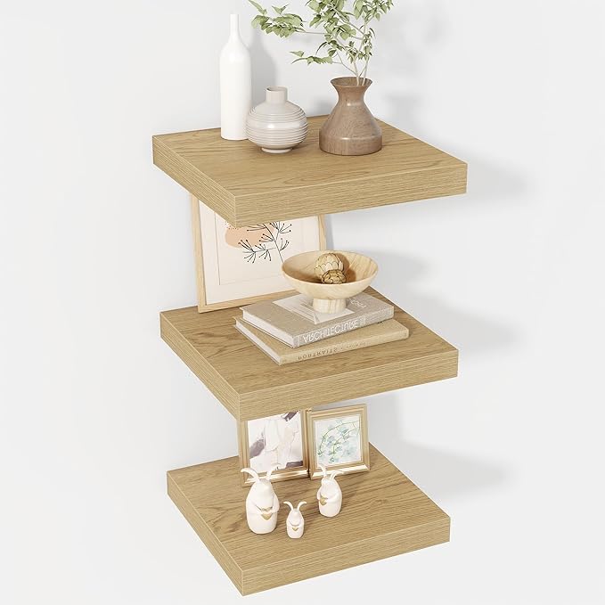 12 Inch Floating Shelves, 12" Deep Floating Shelf Wall Mounted, 12" Wall Shelves, Rustic Deep Bookshelf, Extra Deeper Display Shelves & Storage Shelves for Bedroom, Living Room, Set of 3