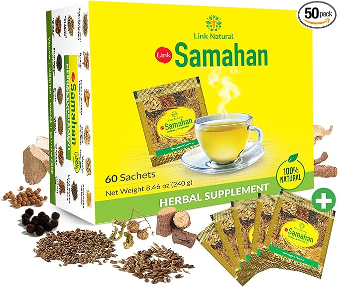 SAMAHAN Ayurvedic Herbal Tea Packets - Sri Lankan Ceylon Blend with 14 Natural Herbs Including Ginger, Black Pepper & More, Herbal Tea Bags for Wellness, Relaxation & Daily Comfort - 50 Count