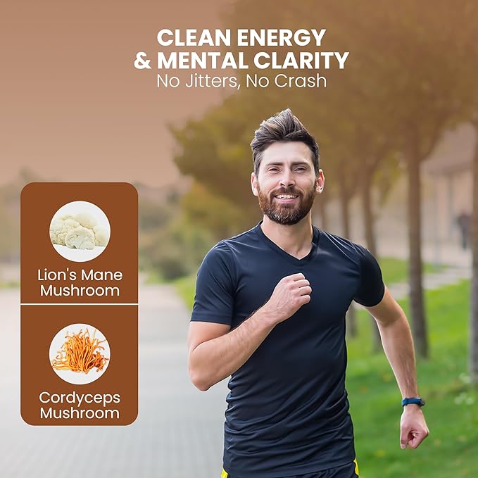 OVIA Natural 10 Mushroom Coffee with 3500mg for Weight Management, Focus & Gut Health - Daily Dose Ten Mushroom Coffee for Clean Energy - Low Caffeine Adaptogenic Instant Coffee with Lion’s Mane,Chaga