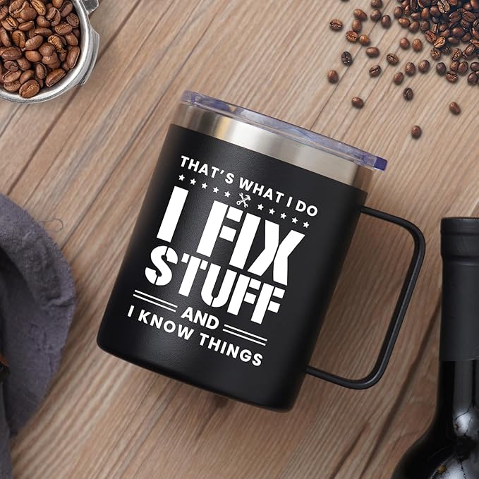 NOWWISH Christmas Gifts for Men, Dad Coffee Mug, Fun Birthday Cups for Dad Husband Grandpa from Daughter Son, 14oz Black
