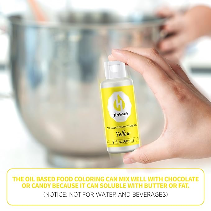 Yellow Oil Based Food Coloring – 2 fl oz Professional Grade Concentrated Oil Food Dye for Melting Chocolate, Candy Melts, Cake Pops, Strawberries & Baking