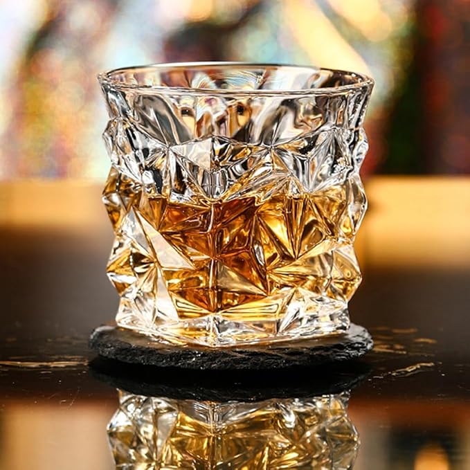 Creative Thickened Retro Beer Mug Set - 4 Pieces of 9.84 oz Hand-Blown Crystal Glass Whiskey and Beer Glasses in a Gift Box (set of 4)