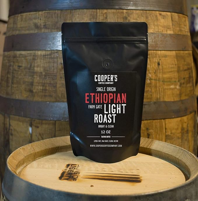 Ethiopian Bold Light Roast Coffee, Gourmet Single-Origin Coffee Beans from Ethiopia, Whole Bean, 2lb Bag