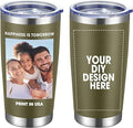 Personalized Coffee Tumbler Print in USA 20oz Stainless Steel Double Wall Insulated Coffee Cup With Text Photo Logo