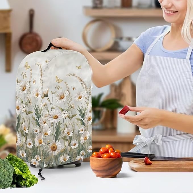 Daisy Butterfly Mixer Hood Cover Dust Covers for Kitchen Appliances Small Appliance Dust Covers Sets for Kitchen Coffee Maker Cover Blender Dust Protection Top Handle