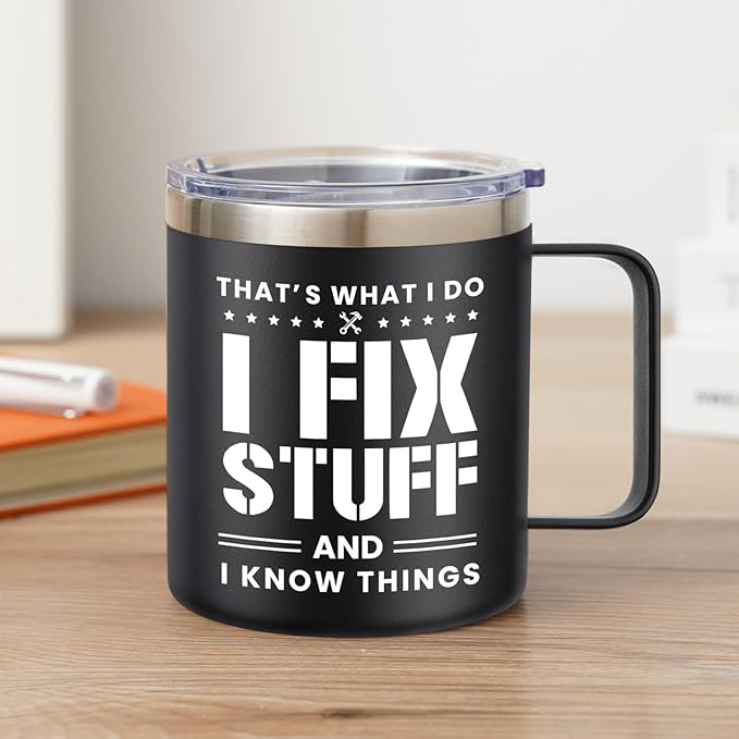 NOWWISH Christmas Gifts for Men, Dad Coffee Mug, Fun Birthday Cups for Dad Husband Grandpa from Daughter Son, 14oz Black