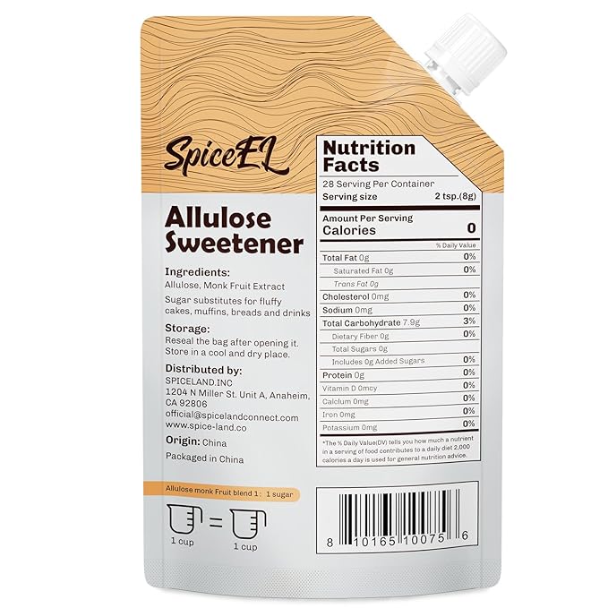 SPICEEL Natural Zero-Sugar Blend: Monk Fruit & Allulose Sweetener keto-friendl for guilt-free baking, beverages, and a healthy lifestyle. (1lb)