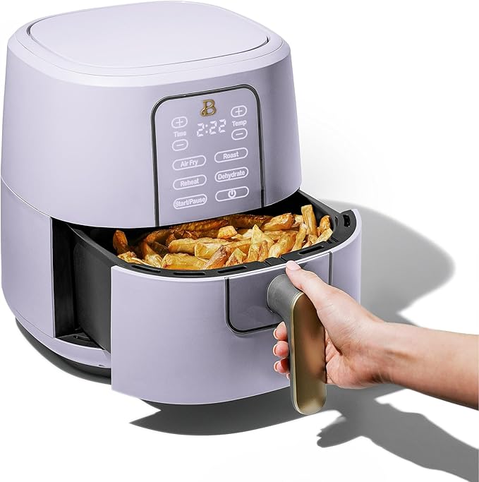 Beautiful 6 Qt Air Fryer by Drew Barrymore - Non Toxic Kitchen Appliance with TurboCrisp Technology, Multi-Functionality for Air Frying, Roasting, Dehydrator & Touch-Activated Display (Lavander)