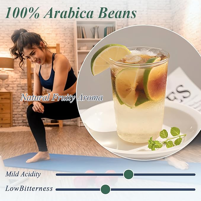 Sugar Free Instant Coffee 30 Packets Single Serve, Organic Arabica Instant Coffee Packs, Hot & Ice Coffee Instant Powder Medium Roast Low Acid for Camping, Traveling, Office & School