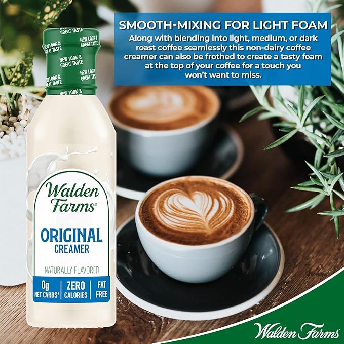 Walden Farms Original Coffee Creamer – Zero Calorie, Sugar Free, Keto & Fat Free Non-Dairy Creamer for Coffee, Lattes & Cold Brew – 12 oz Bottle