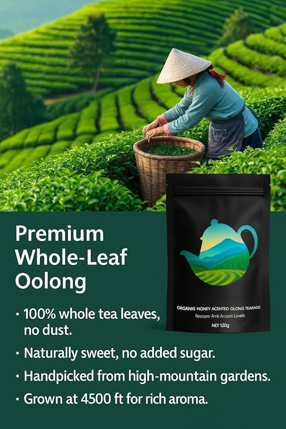 Pipi Tea, Pipi Oolong Tea Bags – Organic Whole Leaf Oolong – 20 Bags (5g Each) – Natural Relaxing Tea for Calm Mind & Healthy Lifestyle – Premium Organic Oolong Tea (1)