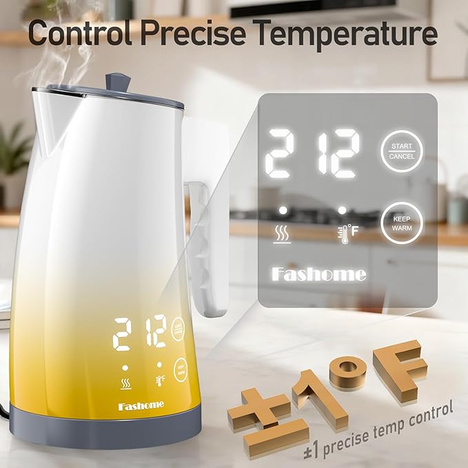 electric kettle with 5 presets temperature control (Yellow Gradient)