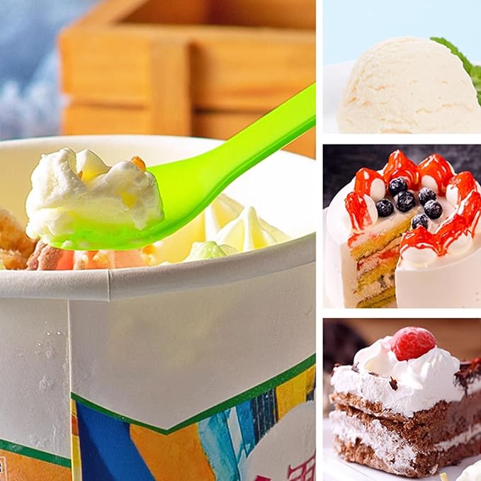 100 PCS Mini Plastic Spoons, Disposable Ice Cream Dessert Tasting Spoons, Suitable for Cake Jelly Pie Yogurt (Clear)
