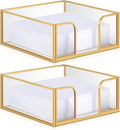 LemonRoad 2 Pcs Square Gold Napkin Holder for Table 5.7 x 5.7 Inch Decorative Cocktail Napkin Holder Glass Flat Paper Basket for Kitchen Dining Buffet Bar Counter Wedding Party Restaurant Bar Hotel