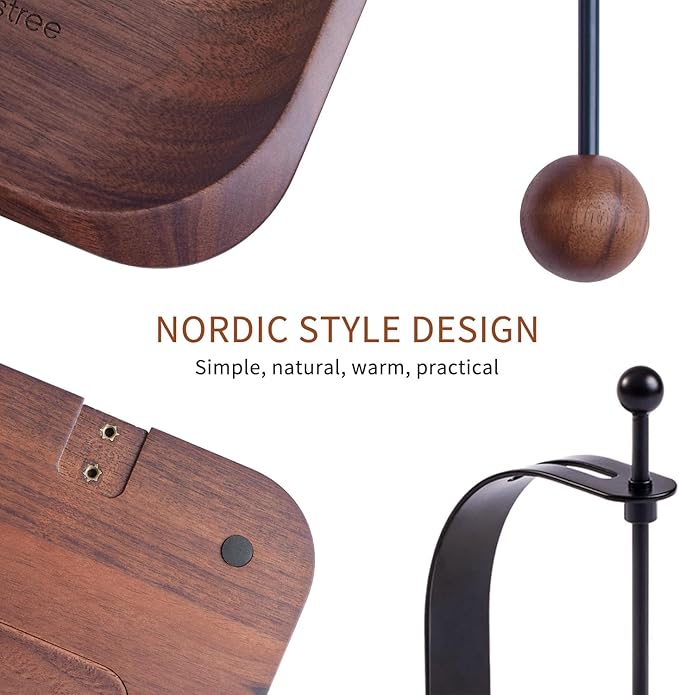 North American Walnut Napkin Holder for Table - Nordic Style Wooden Cocktail Napkin Holder Fits 5-7" Napkins - Windproof Dispenser for Kitchen, Coffee Bar, Cocktail Bar (Gift Idea)