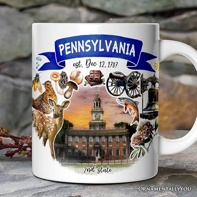 OrnamentallyYou Artistic Pennsylvania State Themes and Landmarks Mug