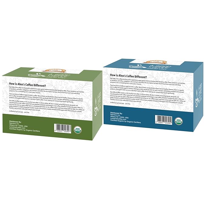 Alex's Low Acid Organic Coffee Breakfast + Lunch Single-Serve Pods Variety Pack