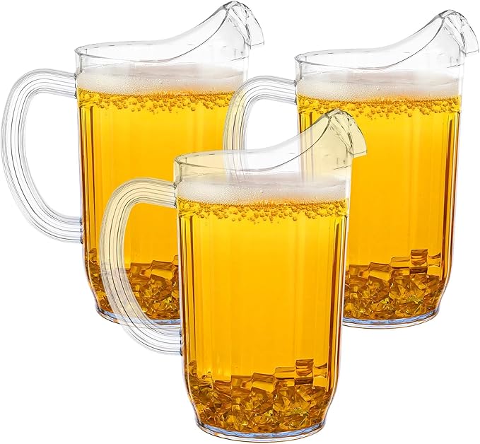 3 Pcs Small Beer Pitchers 45 Ounce Restaurant Pitchers Clear Restaurant Pitcher Jug Large Water Jug Carafe Serve Milk Tea Juice Drink for Parties Container Dispenser Beer Jar(Classic)