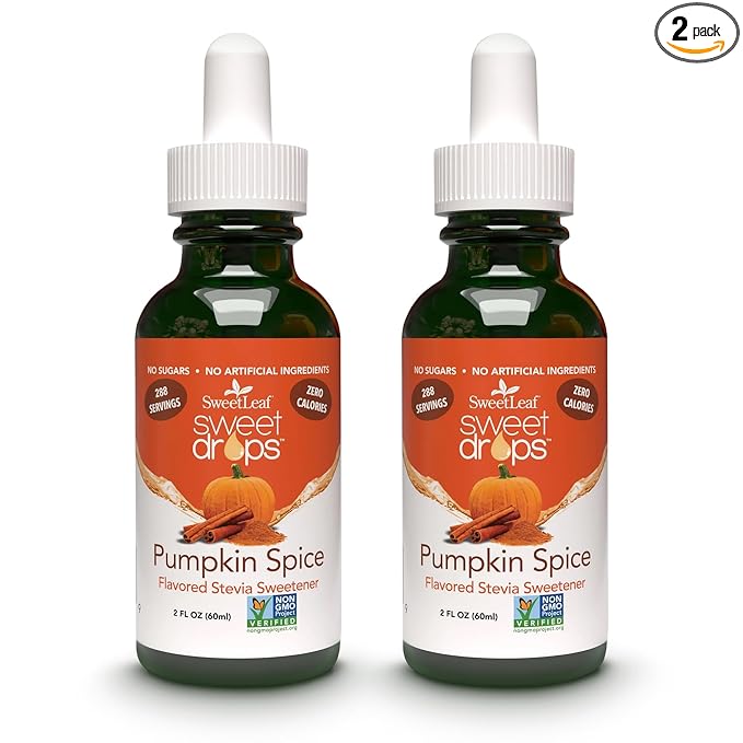 SweetLeaf Sweet Drops - Flavored Stevia Liquid Sweetener, Organic Stevia Extract, Zero Calories, Gluten Free, Keto Friendly, Non GMO, Natural Flavor - Pumpkin Spice, 2 Fl Oz (Pack of 2)