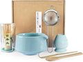 Matcha Whisk Set, Matcha Bowl, Matcha Whisk,Chasen Holder, Sieve, 2 Spoons, 6-Piece Set of Matcha Making Tools for Matcha Lovers and Traditional Tea Art Gift Box(Green)