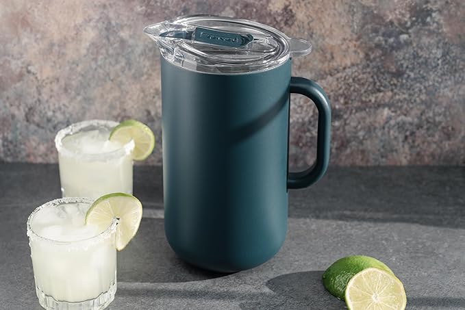 Served Premium Insulated Pitcher (2L/66oz) - Double Walled, Copper Lined Stainless Steel Pitcher with Lid - Vacuum Insulated Carafe for Hot Coffee, Tea, Iced Drinks, Water, Cocktails, and More