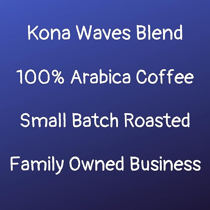 River Moon Coffee, Kona Coffee Ground, Medium Roast, 2 lbs, Kona Waves Hawaiian Blend, Sustainably Farmed, 100% Arabica