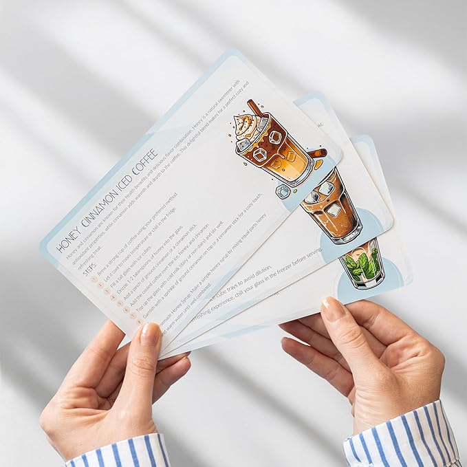 Cool Brew Creations: Iced Coffee Recipe Cards - Barista-Quality, Easy Iced Coffee Recipes - Customizable, Includes Dairy & Non-Dairy Options - Perfect for Coffee Lovers