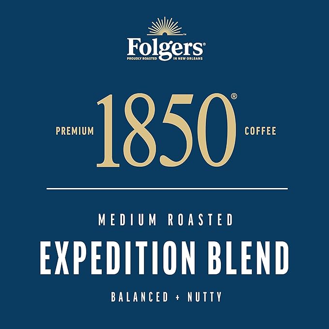 1850 by Folgers Pioneer Blend Medium Roast Coffee, 10 Keurig K-Cup Pods