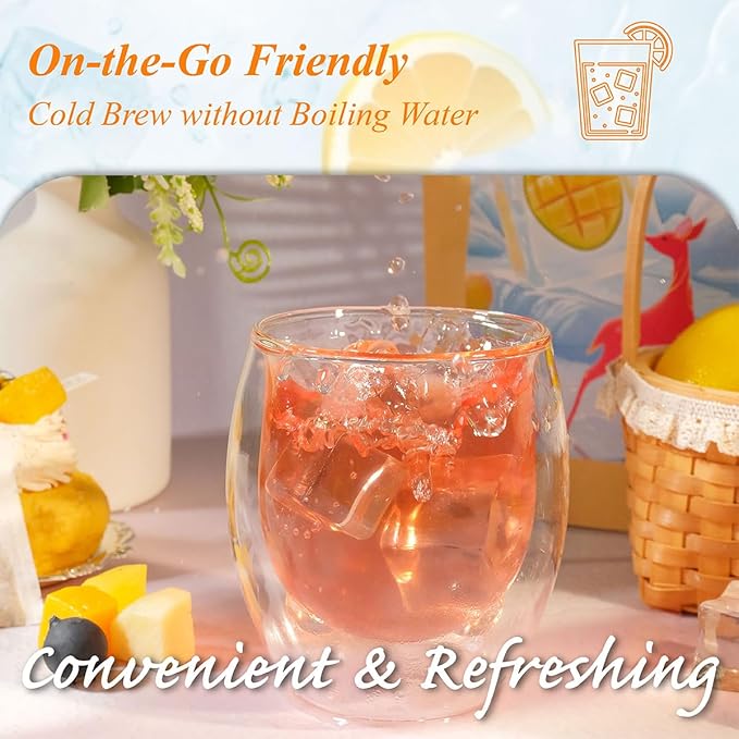 WT WEETEE Mango Peach Iced Tea, 100 Count Cold Brew Tropical Fruit Flavored Iced Tea Bags, Caffeine-Free Herbal Blend Tea of Rosehip, Hibiscus, Hawthorn